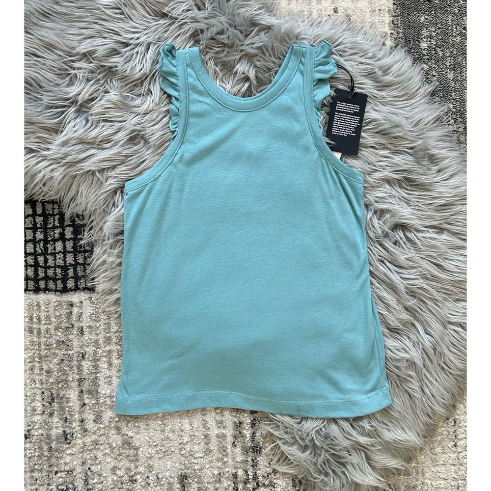 Chaser Women's Teal Ruffle Tank Top Size Small S Cotton Blend Sleeveless